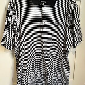Sandy Lane Barbados Golf Polo Black and White Stripe L